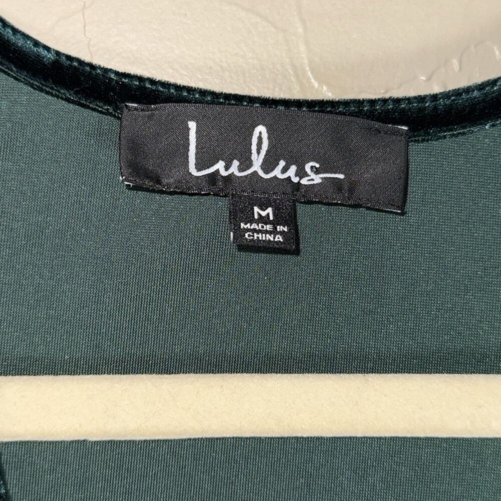 Lulus Wrapped in Luxe Forest Green Velvet Bell Sleeve Skater Dress size medium - Picture 4 of 7
